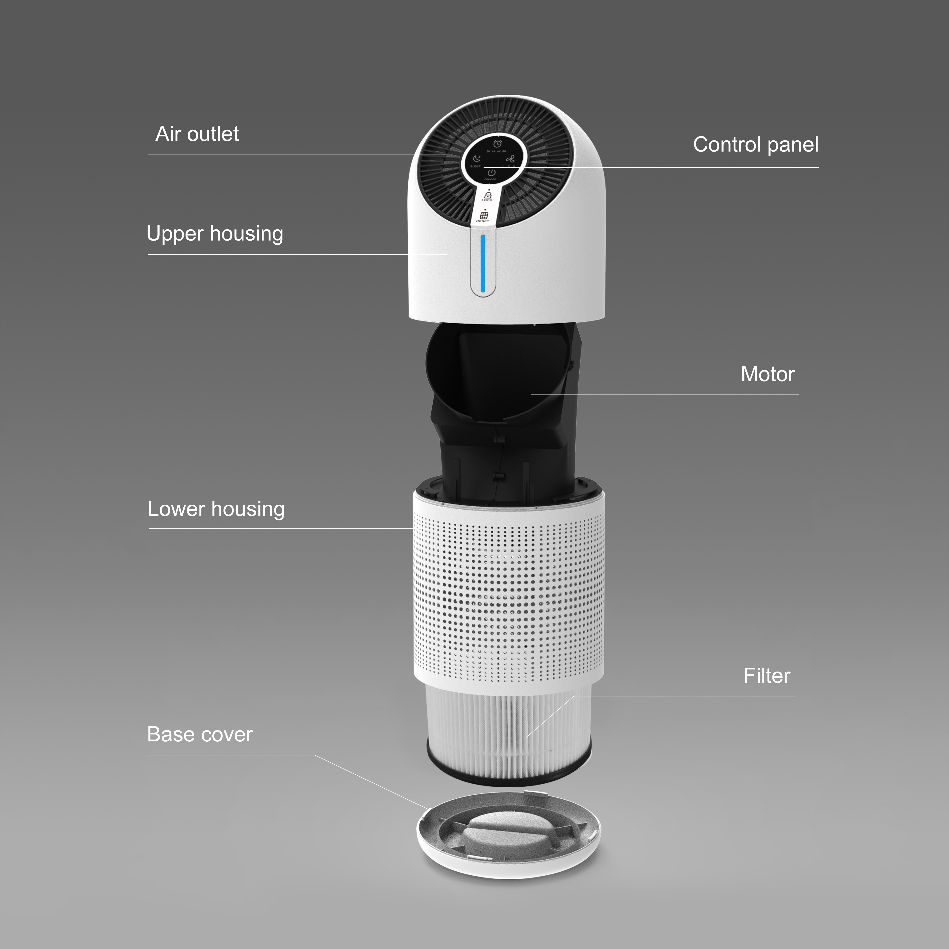 Purificateur d'air de bureau à capteur d'odeur électrique ROHS