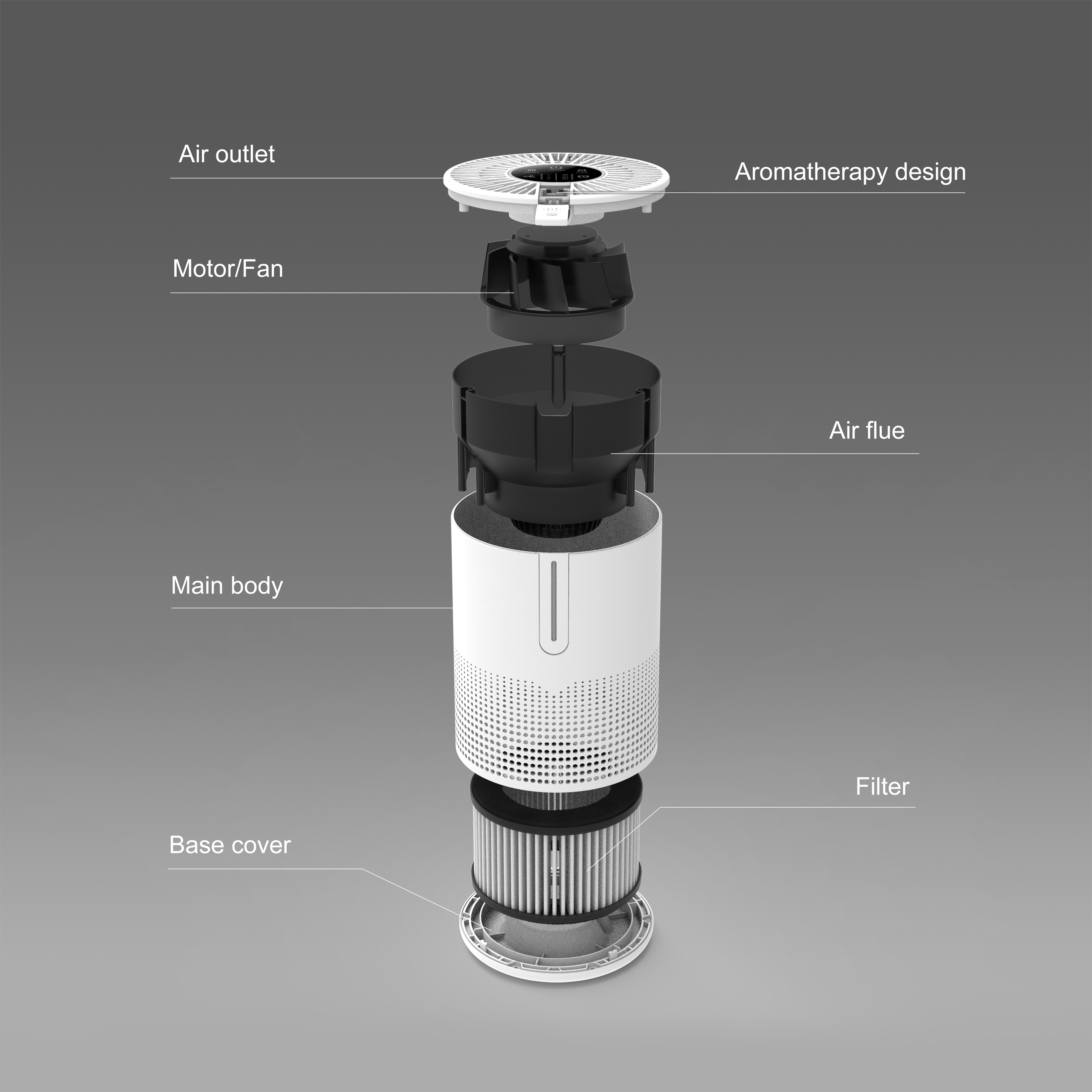 Purificateur d'air de bureau à capteur laser ODM PM2.5 avec câble USB